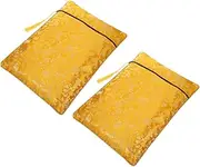 ARTIBETTER 2 Pcs Zipper Bag Art Pencil Bag Pencil Storage Bag Stationary Organizer Bag Pencil Pouch with Zipper Office Pencil Case Painting Storage Bag Stationery Storage Bag Yellow Silk