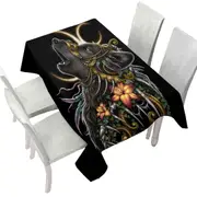 Dark Art Lilies and Howling Wolf Tablecloth