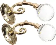 STOBAZA Pair of High Grade Vintage Crystal Ball Holdbacks Elegant Curtain Hooks for Traditional Rooms
