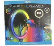 BOWER 12” White/RGB Ring Light Kit 360 Ballhead Extendable Tripod minor box flaw