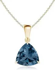 [Angara] Natural Claw-Set Trillion London Blue Topaz Solitaire Pendant Necklace in 14ct Solid Gold for Women | December Birthstone Jewellery for Her