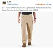5.11 Tactical Men's Pants Style 74273 32x34 taclite pro khaki ripstop cargo