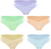 [HEJIGOOD] Women's Cotton Briefs 5 Pack Maternity Underwear Under The Bump Panties Low Waist Pregnancy Hipsters Panties