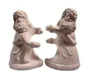 +++Bisque L*139A -05.515 Ceramic Ready To Paint VICTORIAN SANTA CANDLE HOLDERS