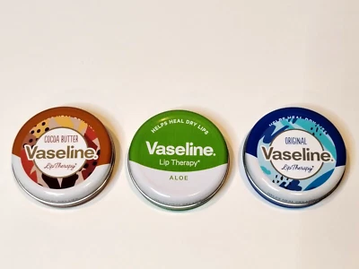 3 Pack Vaseline Lip Balm Petroleum Jelly 20g - Aloe Vera, Coco Butter, Original