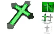 Jesus Loves Me Green Cross 3D Night Light– Christian Cross Decor for Baptism,