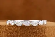 Seven Stone Half Eternity 1.40 CT Moissanite Pear Cut Engagement Ring For Her