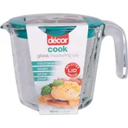 Decor Cook Glass Measuring Jug With Teal Lid 650mL