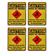 4x LVD Iron Caution Men at Work Sign/Signage Home Wall Hanging Decor 20x25cm
