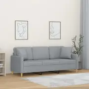 vidaXL 3-Seater Sofa with Throw Pillows Light Grey 180 cm Fabric