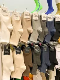 在飛比找Yahoo!奇摩拍賣優惠-韓國東大門代購POINT純色百搭簡約螺紋男女生情侶中筒襪秋季