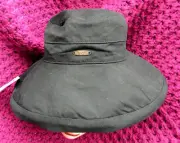 NWT PANAMA JACK Summer Beach Floppy Hat TIE STRINGS BLACK 100% Cotton 1 Size