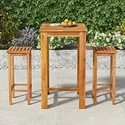 VRAXO 3 Piece Garden Bar Set Solid Wood Acacia -23.4KG,3154386