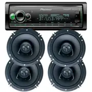 Pioneer MVH-S522BS Bluetooth Car Stereo & 4X Cewin-Vega 300W 6.5" Speakers Pack