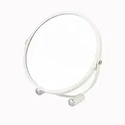 Hosoncovy Double Sided Vanity Mirror Makeup Mirror Tabletop Mirror ，1X and 3X Magnifying Mirror Metal Frame Round Free Standing Makeup Mirror for Bedroom Bathroom (White)