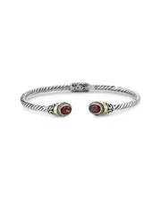 Samuel B. 18K Over Silver 1.90 ct. tw. Garnet Hinge Bangle Bracelet