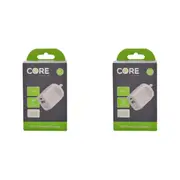 2PK Core Type-C/USB-A Dual Port Wall Charger Fast-Charge Phone Adapter 12W White