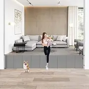 24" Tall X 120" Extra Wide Retractable Baby Gates, Short Dog Gates to Step Over, Reinforced Long Mesh Pet Gate with Support Rods, Small Puppy Gates for The House, Grey