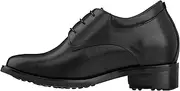 [CALDEN] Men's Invisible Height Increasing Elevator Shoes - Black Leather Lace-up Lightweight Formal Oxfords - 4 Inches Taller