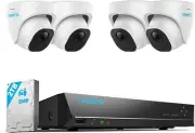 8CH 5MP PoE Home Security Camera System, 4 Wired 5MP Outdoor PoE IP Cameras, 5M