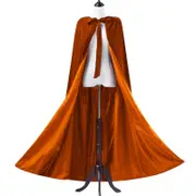 Womens Mediaeval Cos Role Play Stage Costumes Velvet Hooded Coat Cloak Orange M