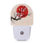 Japanese Cherry Blossom Red Sun Night Lights Plug into Wall for Girls Boys Ro