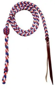 Showman 4 1/2' Red, White & Blue Braided Nylon Over & Under Whip
