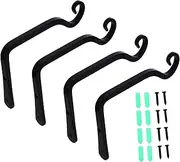 IWOWHERO 4Pcs Wall Mount Decorative Plant Hanger Hooks for Use Black Bracket for Lanterns Planters and Garden Present for Home Decoration