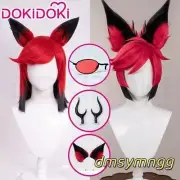 Hazbin Hotel Alastor Cosplay Wig Anime Hairpiece with Animal Ears Prop Xmas
