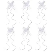 40Pcs 2.4" Chiffon Pull Bows Present Wrapping String Bows Ribbon White
