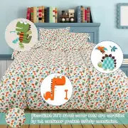 5 Piece Polyester Microfiber Kids Bedding Set Small Dinosaur Pattern