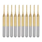 10pcs 1.1mm Titanium Coat Carbide End Mill Engraving CNC Router Bits 1/8" Shank