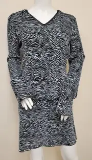 NWT Nicole Miller 2pc Size M Blue Zebra Print Velvet Feel Pajama Skirt Set