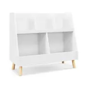 Costway 5-Cube Kids Toy & Book Storage Shelf 2-in-1 Bookcase & Toy Chest - White