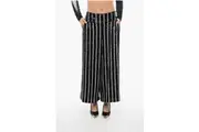 Balmain Sequined Striped High-waisted Pants