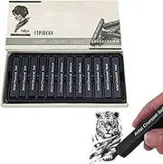 Pressed Charcoal, Drawing Charcoal Set, Sketch Charcoal Pencils, Charcoal Pencils in Black, Charcoal Pencils Set, Used for Painting, Sketching, Designing, Art, 12 Pieces (4 Soft + 4 Medium + 4 Hard)