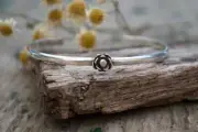 Sterling Silver Bangle For Women Handmade Bangle Flower Bangle Gift For Her