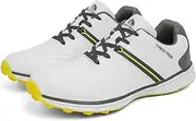 [WCXTY] Mens Golf Shoes,Professional Golf Trainers Breathable Golf Shoes Mens Spikeless,Lightweight Non-Slip Waterproof Golf Footwear Men,Lace Up Design,with Arch Support (Color : Green, Size : 6)