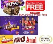 Cadbury Fuse Chocolate Bar, 27.5g Each 4 Pouch Easter, Birthday, Thank You