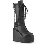 Demonia Swing-150 Gothic Goth Punk Wedge Platform Knee High Boots