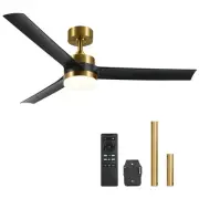 Ceiling Fans with Lights, 52 Inch Ceiling Fan and Remote, with 3 Blades 6-Spe...