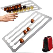 [IMPRESA] Stainless Steel Coffee Capsule Holder Compatible with Nespresso Pods, Mounted Vertically, Horizontally on Walls or Under Cabinets, 16 x 8.6 In, Compatible with Original Line Storage Holds 44