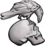[Erkic] TAdibu Embossed Raven Skull Enamel Pin Brooches Badges Gothic Dark Style Raven Enamel Pins Jewelry Accessories Gifts, Metal and Enamel