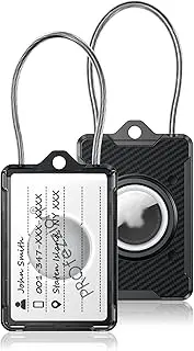 PROfezzion Luggage Tag with AirTag Holder, AirTag Case with Wire Cable & Key Ring for Travel, Suitacse, Backpack, Luggage