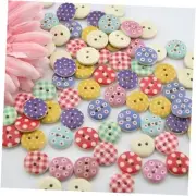 100pcs Mixed Wooden Buttons in Bulk Buttons for Crafts Button Round Colorful