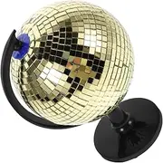 Milisten Golden Rotating Disco Ball Globe Reflective Mirror Ball for Creative Home Decor Office Desk and Party Decorations View with Mesmerizing Light Effect