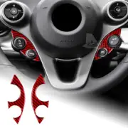 Red Steering Wheel Button Sticker Carbon Fiber For Smart Fortwo Forfour 16-2021 (for: Smart)