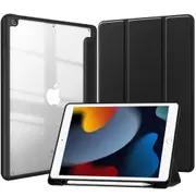 MCC iPad 10.2" 2019 7th Gen Case Cover Clear Back Pencil Holder Apple [Black]