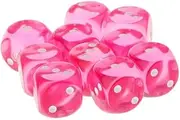 TX GIRL 10PCS/Set Acrylic Dice Transparent Rose Red 6 Sided D3 Dice Educational Games Dice Fun Pub KTV Family Party Access (Size : 16 x16 x 16 mm)
