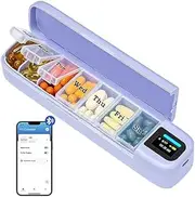 Holiday Gifts for Christmas Daviky Smart Pill Organizer with Alarm, Bluetooth Once a Day Pill Box 7 Day with APP, Weekly Travel Pill Case, Birthday Gift Pill Reminder for Kid,Women,Friend(Purple)